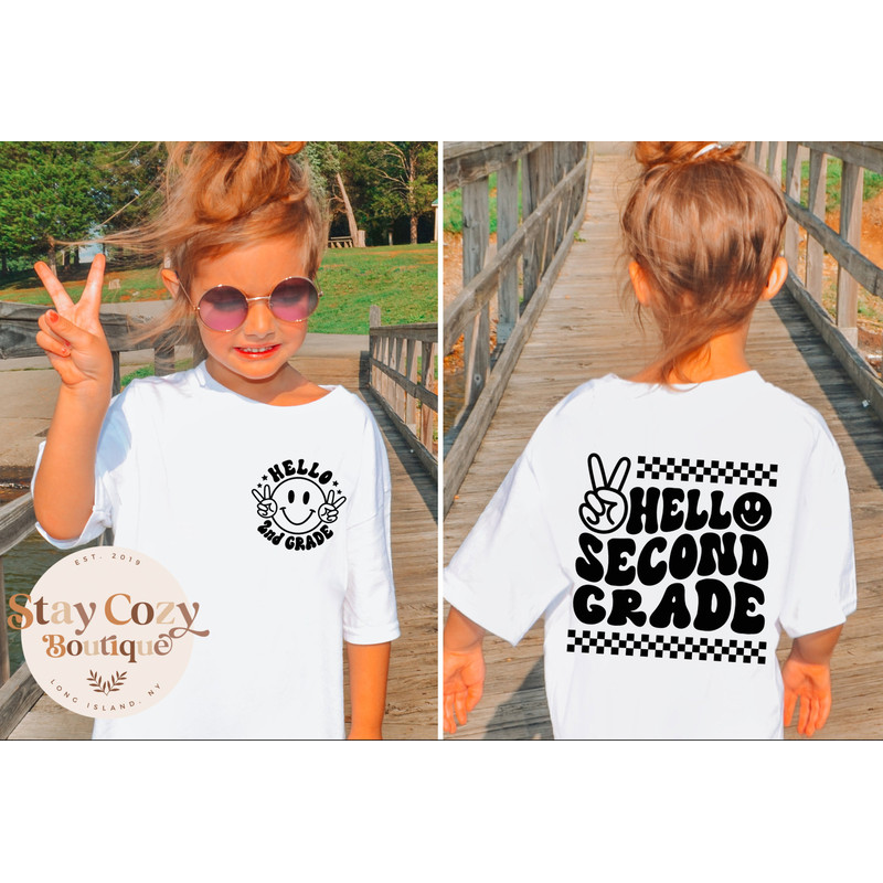 Hello Second Grade T-Shirt Back To School Girls Graphic Tees Comfort Colors Stay Cozy Boutique - 1.jpg