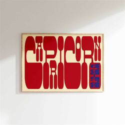 zodiac capricorn typography, aura gradient, typography zodiac art print, spiritual art, zodiac poster, pastel ombre post