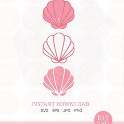 seashell svg mermaid shell seashell silhouette seashell png seashell clipart sea svg beach svg sea shell summer svg merm