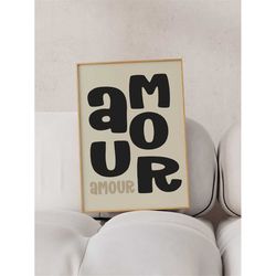 amour amour wall decor, love print, trendy poster, valentines day poster, girly wall art, trendy art, heart romantic wa