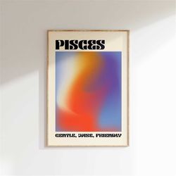 zodiac pisces aura print, aura gradient, pastel aura art print, spiritual art, zodiac aura poster, pastel ombre posters,