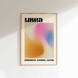 zodiac libra aura print, aura gradient, pastel aura art print, spiritual art, zodiac aura poster, pastel ombre posters,