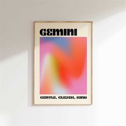 zodiac gemini aura print, aura gradient, pastel aura art print, spiritual art, zodiac aura poster, pastel ombre posters,