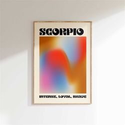 zodiac scorpio aura print, aura gradient, pastel aura art print, spiritual art, zodiac aura poster, pastel ombre posters