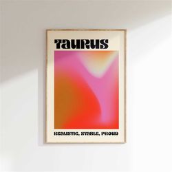 zodiac taurus aura print, aura gradient, pastel aura art print, spiritual art, zodiac aura poster, pastel ombre posters,