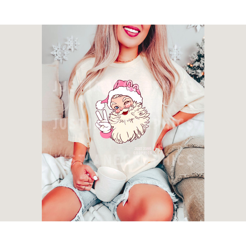 Pink Retro Santa PNG-Christmas Sublimation Digital Design Download-Santa Claus png, pink Santa png, vinatge Christmas png, cute Santa png - 2.jpg
