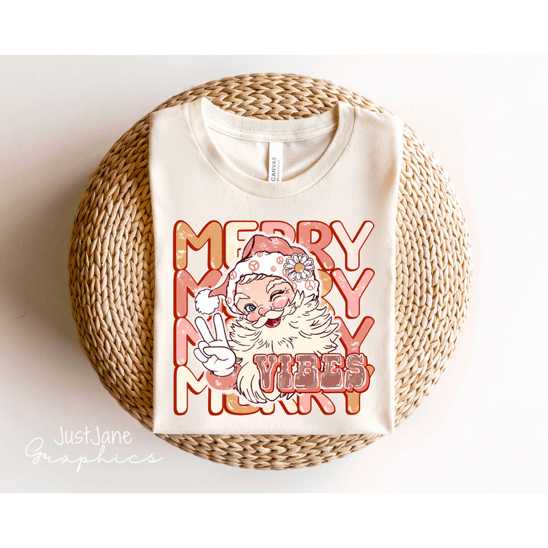 Merry Vibes PNG-Christmas Sublimation Digital Design Download-Santa claus png, groovy Santa png,groovy Christmas png, boho Santa png, hippie - 3.jpg