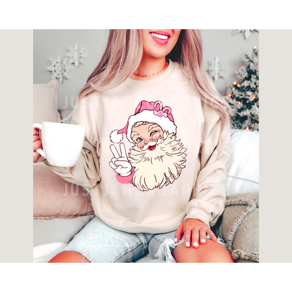Pink Retro Santa PNG-Christmas Sublimation Digital Design Download-Santa Claus png, pink Santa png, vinatge Christmas png, cute Santa png - 4.jpg