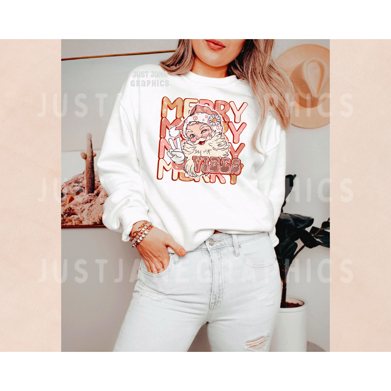 Merry Vibes PNG-Christmas Sublimation Digital Design Download-Santa claus png, groovy Santa png,groovy Christmas png, boho Santa png, hippie - 5.jpg