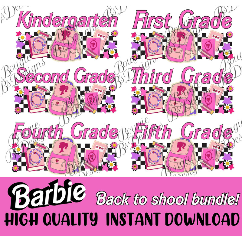 Back To School bundle Barb Doll Barb Girl PNG Back To School Groovy Sublimation Retro Hippie Digital Design - 1.jpg