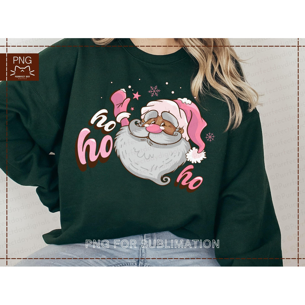 Black Santa PNG designs for sublimation|hohoho png|pink santa saying ho ho ho Png files|Cute Santa png & pink Christmas png for mug designs - 4.jpg