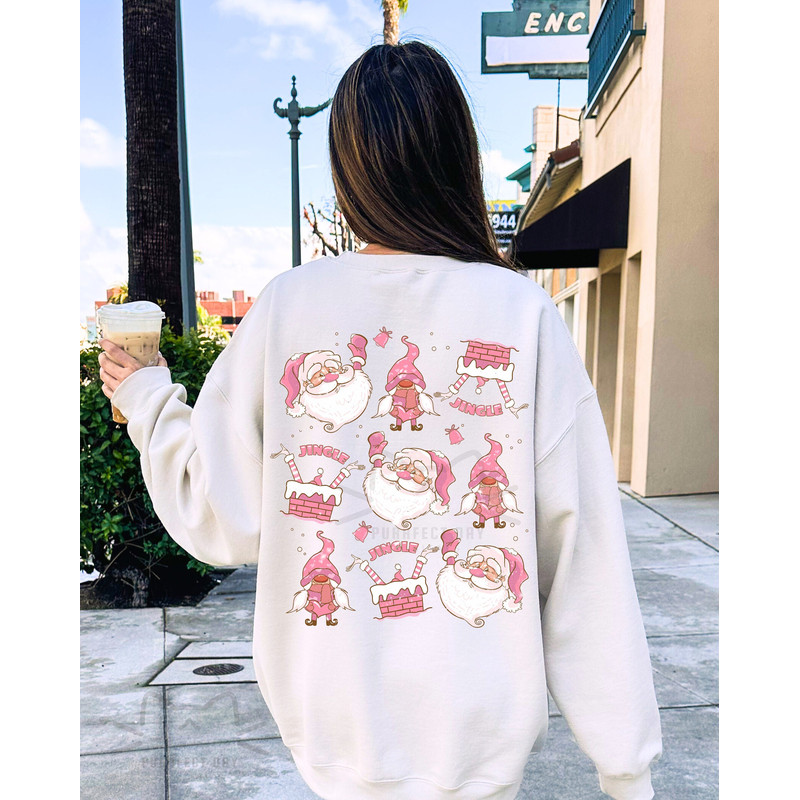 Pink Christmas PNG for winter sublimation designs|Christmas sublimation png designs with cute pink santa face, hot cocoa & christmas gnomes - 1.jpg