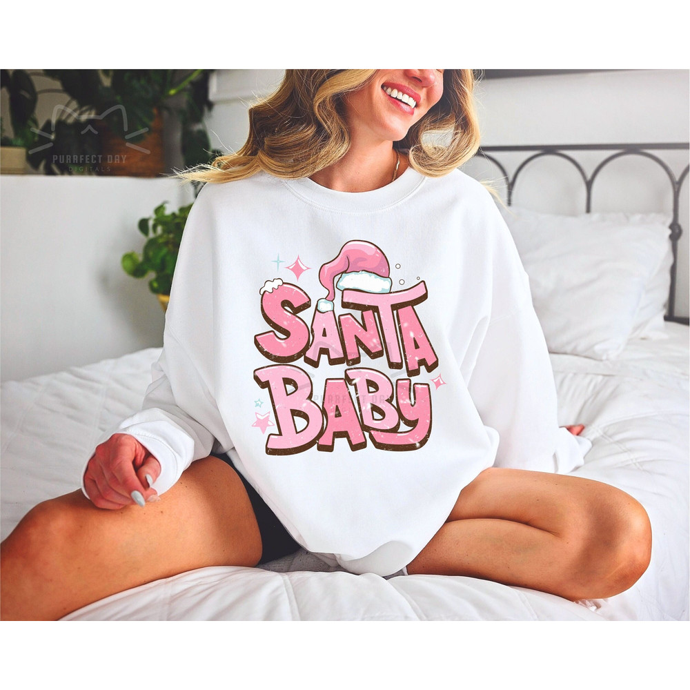 Santa Baby PNG|Pink Christmas png sublimation designs|Winter shirt sublimation png files for instant download|Christmas Pink Santa Hat png - 1.jpg