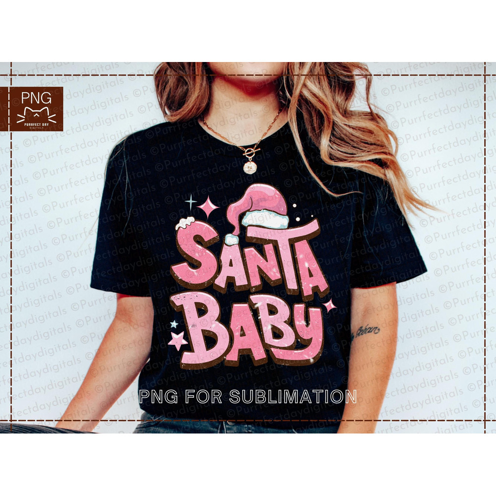 Santa Baby PNG|Pink Christmas png sublimation designs|Winter shirt sublimation png files for instant download|Christmas Pink Santa Hat png - 4.jpg
