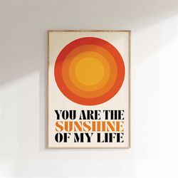 inspired music print, you are the sunshine of my life, music print, lyrics poster, gig print, indie rockgift poster art,