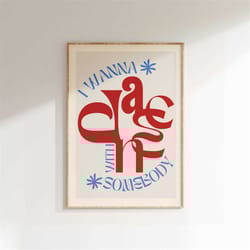 i wanna dance with somebody print, music inspired print, music print, lyrics poster, gig print, rock pop poster art, wal