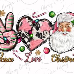 peace love pink christmas png sublimation design download, peace love png, merry christmas png, santa claus png, sublima