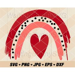 hand drawn love heart rainbow svg png, layered valentine rainbow svg, scribble rainbow svg files for cricut, instant dow