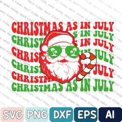 wavy christmas in july svg, retro santa claus svg, tropical christmas in july svg, friends summer xmas on beach gift