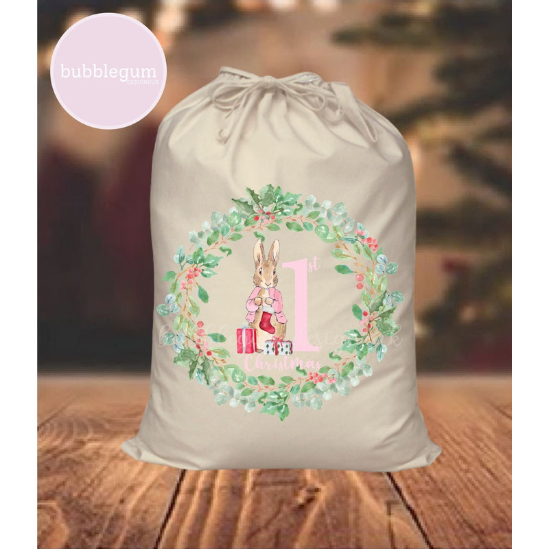 Flopsy Bunny Pink 1st Christmas PNG, Peter Rabbit Sublimation Design, Christmas Card Design, Flopsy Christmas, Instant Digital Download - 3.jpg