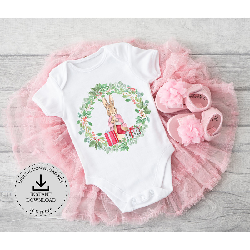 Flopsy Bunny Wreath Christmas PNG, Peter Rabbit Sublimation Design, Santa Sack Design, Instant Digital Download - 2.jpg