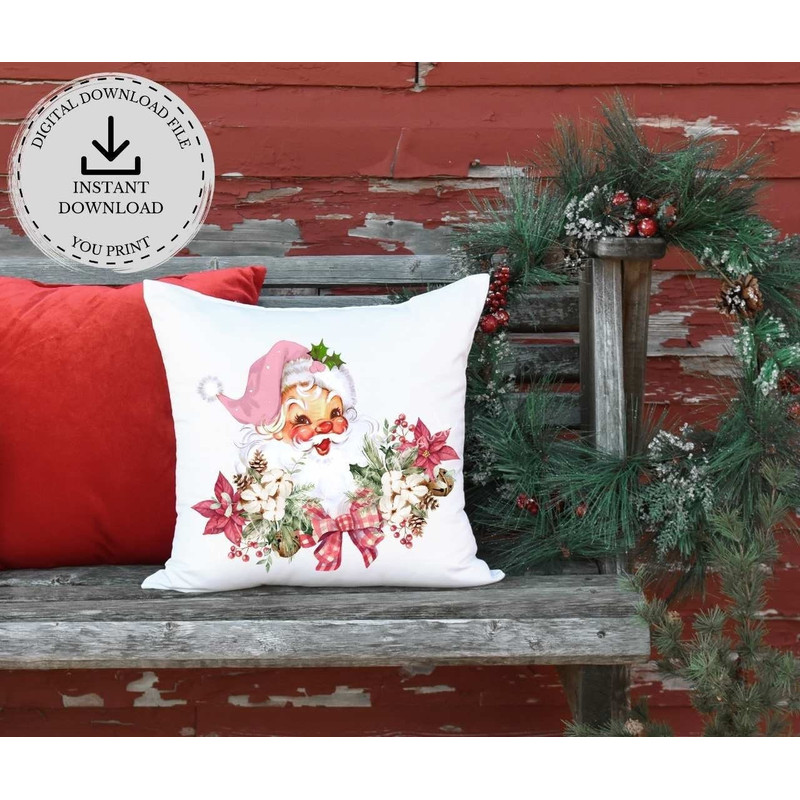 Pink Santa Christmas PNG, Christmas Clip Art, Vintage Santa Design , Holiday Sublimation, Pink Retro Santa, Instant Digital Download - 3.jpg
