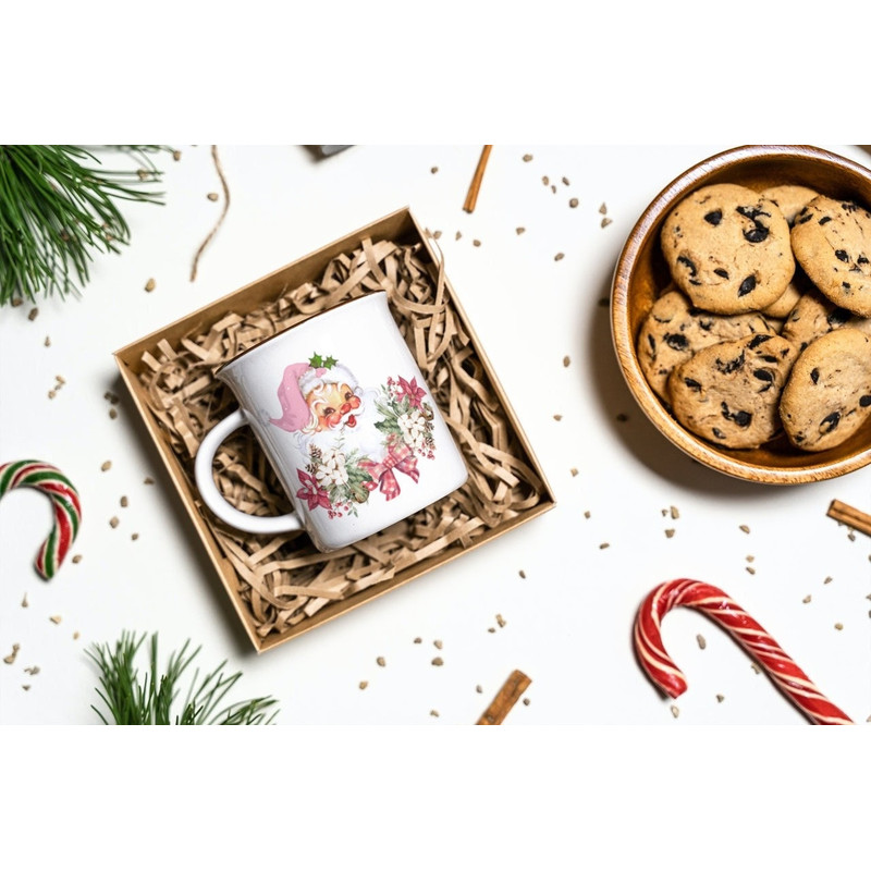 Pink Santa Christmas PNG, Christmas Clip Art, Vintage Santa Design , Holiday Sublimation, Pink Retro Santa, Instant Digital Download - 5.jpg