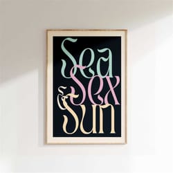 inspired music prints, sea sex and sun , gig print, pop rock print, typography print, wall art, music print, french song