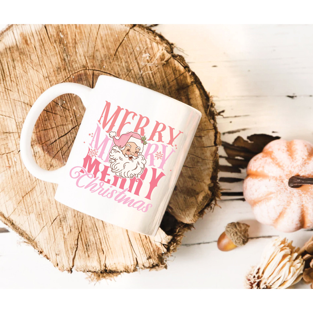Retro Merry Merry Christmas SVG PNG, Pink Christmas SVG, Vintage Svg Png Christmas Sublimation for Shirt, Christmas Png - Santa Clip Art - 1.jpg