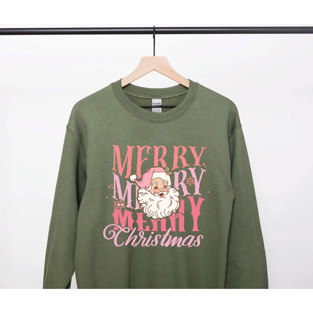 Retro Merry Merry Christmas SVG PNG, Pink Christmas SVG, Vintage Svg Png Christmas Sublimation for Shirt, Christmas Png - Santa Clip Art - 2.jpg