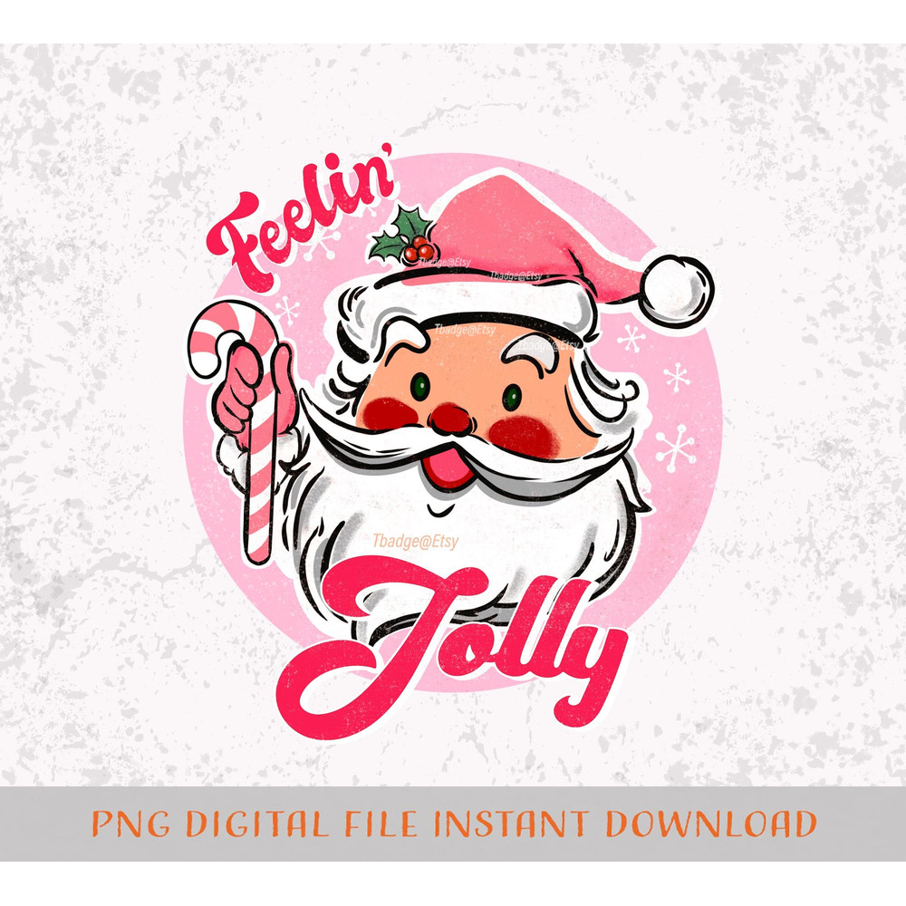 Holly Jolly Pink Christmas PNG, 16 oz Libbey Glass Can Tumbler Sublimation Design, Pink Santa Claus Png, Design Digital Download PNG - 2.jpg