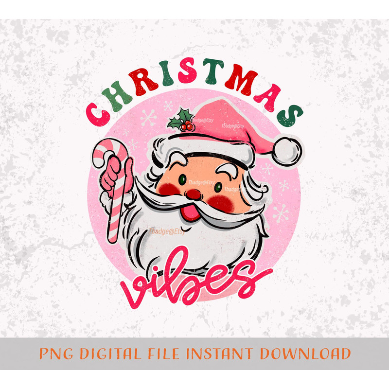 Pink Christmas vibes Png, 16 oz Libbey Glass Can Tumbler Sublimation Design, Retro Pink Santa Png, Design Digital Download PNG - 2.jpg