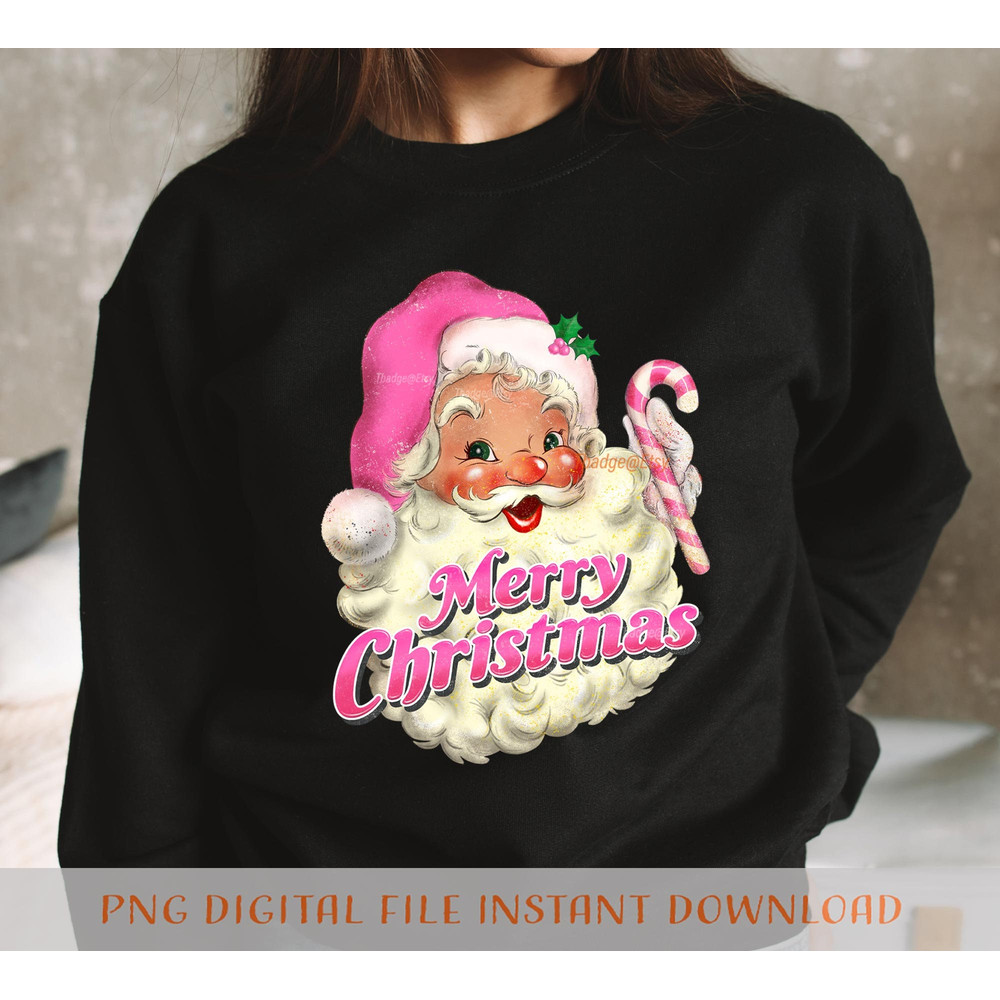 Pink Merry Christmas Png, Retro Santa Sublimation file for Shirt Design, Digital download Pink Christmas Png - 5.jpg