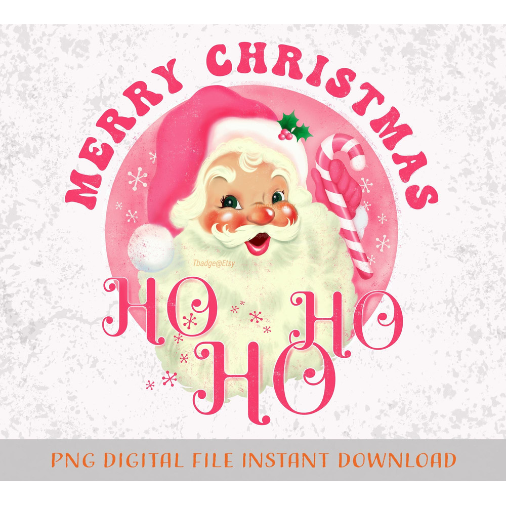 Pink Merry Christmas Png, Retro Santa Sublimation file for Shirt Design, Digital download Pink vintage Christmas Png - 2.jpg