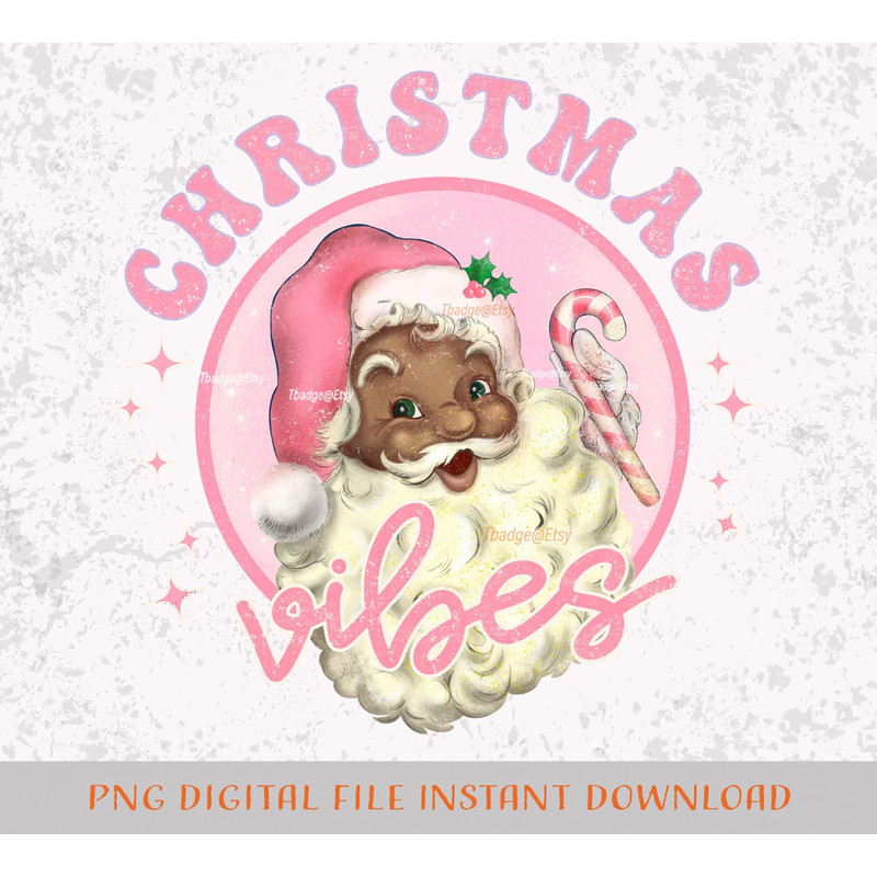 Retro Chocolate Santa png, Christmas Vibes Sublimation file for Shirt Design, Digital download Pink Santa Claus Png - 2.jpg