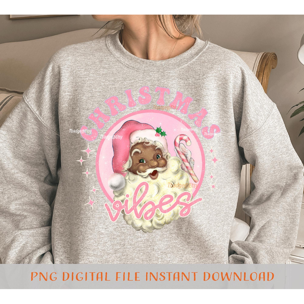 Retro Chocolate Santa png, Christmas Vibes Sublimation file for Shirt Design, Digital download Pink Santa Claus Png - 3.jpg