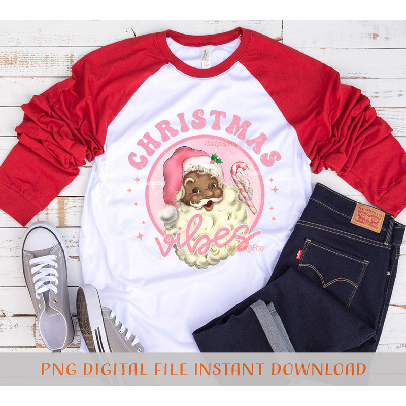 Retro Chocolate Santa png, Christmas Vibes Sublimation file for Shirt Design, Digital download Pink Santa Claus Png - 5.jpg