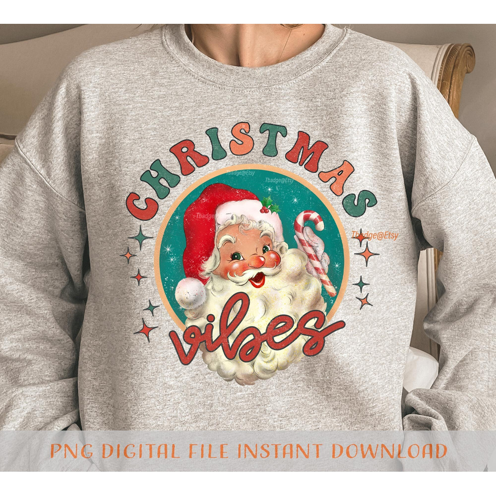 Retro Christmas Png, Vintage Christmas Png, Retro Santa png, Christmas Sublimation file for Shirt Design, Digital download - 1.jpg