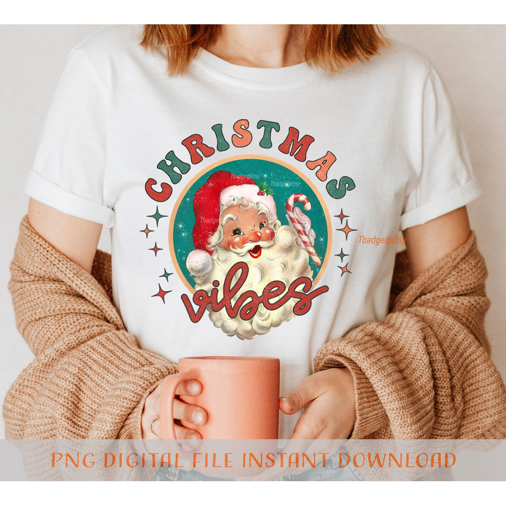 Retro Christmas Png, Vintage Christmas Png, Retro Santa png, Christmas Sublimation file for Shirt Design, Digital download - 4.jpg