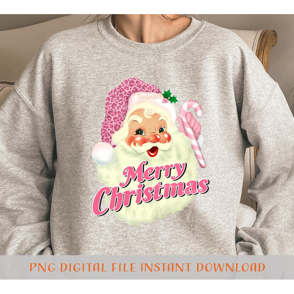 Retro Pink Santa Png, Leopard Christmas Png, Sublimation Christmas Digital Downloads Christmas Shirt Design Vintage Design - 2.jpg