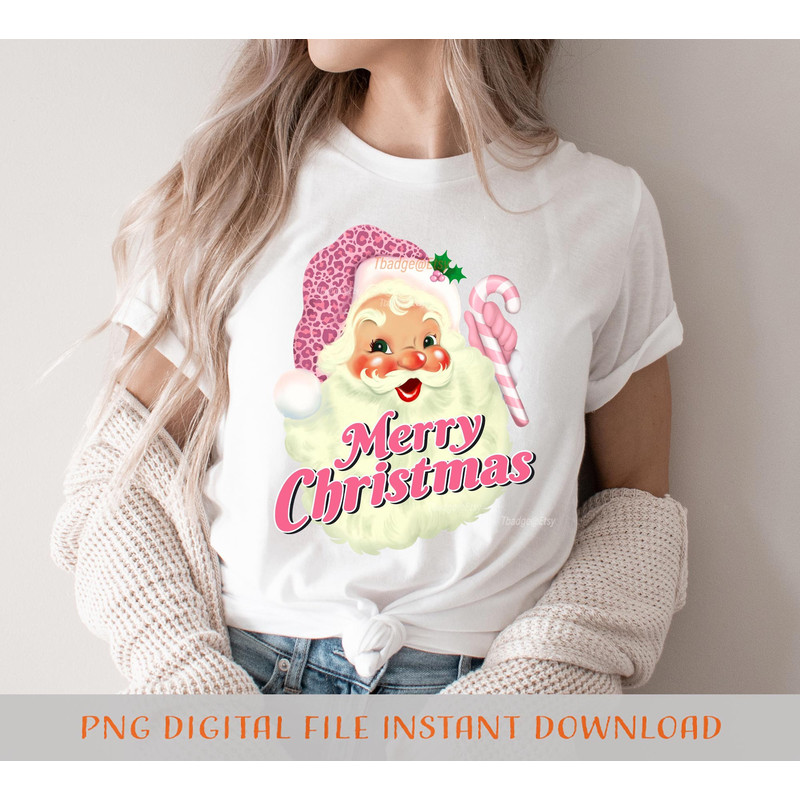 Retro Pink Santa Png, Leopard Christmas Png, Sublimation Christmas Digital Downloads Christmas Shirt Design Vintage Design - 3.jpg