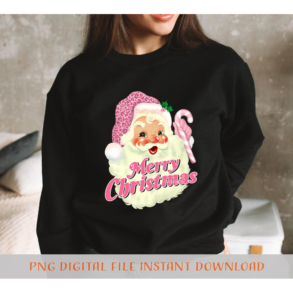 Retro Pink Santa Png, Leopard Christmas Png, Sublimation Christmas Digital Downloads Christmas Shirt Design Vintage Design - 4.jpg