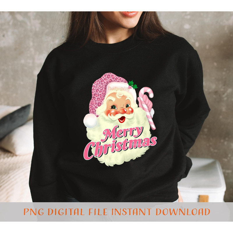 Retro Pink Santa Png, Leopard Christmas Png, Sublimation Christmas Digital Downloads Christmas Shirt Design Vintage Design - 4.jpg