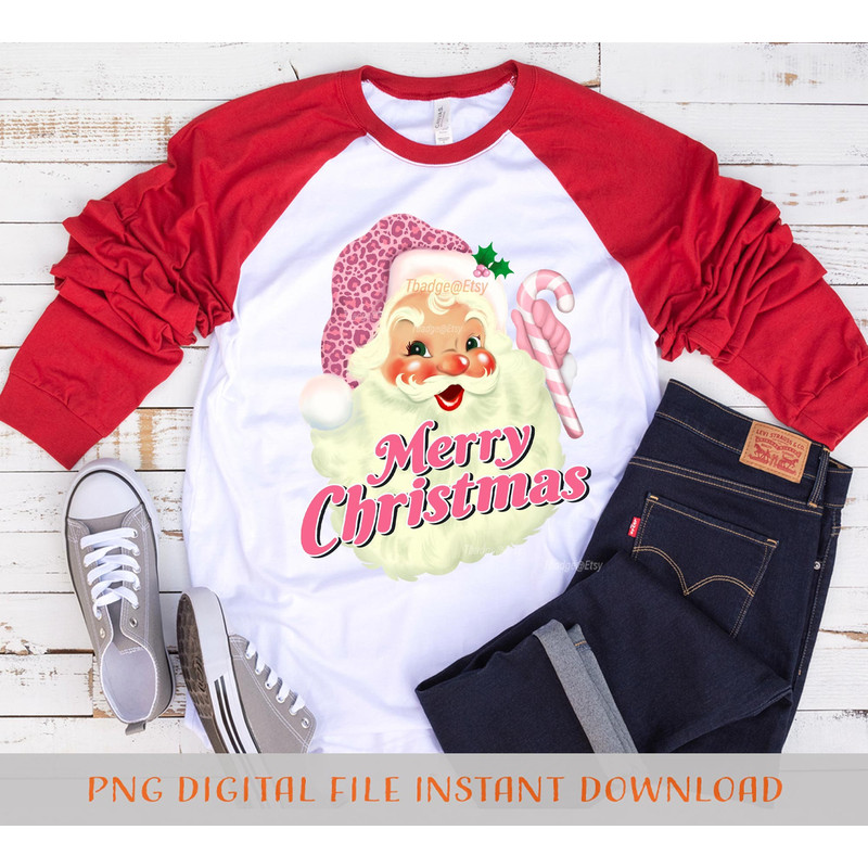 Retro Pink Santa Png, Leopard Christmas Png, Sublimation Christmas Digital Downloads Christmas Shirt Design Vintage Design - 5.jpg