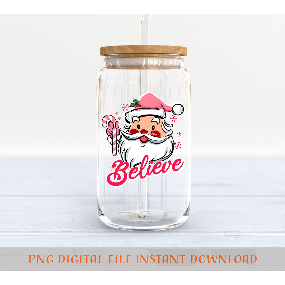 Christmas Png, Pink Santa Claus believe Png, Christmas Sublimation file for Shirt Design, Digital download - 3.jpg