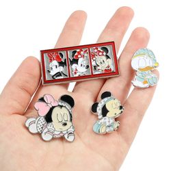Disney Mickey Minnie Enamel Pin Cute Cartoon Figure Donald Duck Metal Badge Brooch Backpack Clothing Lapel Pin