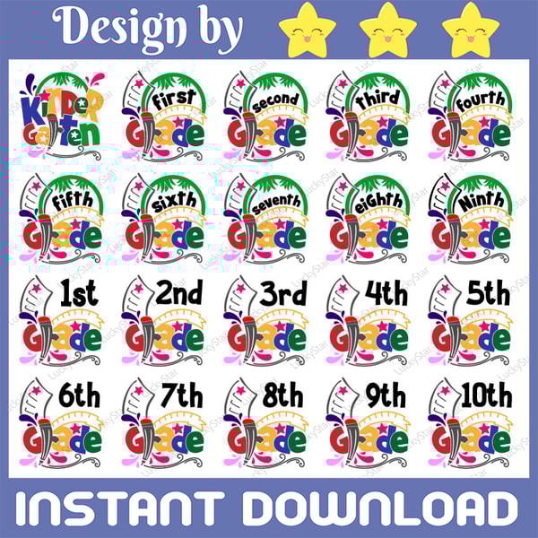 School Grade SVG Bundle, Back to School SVG Cut File, Ready | Inspire ...