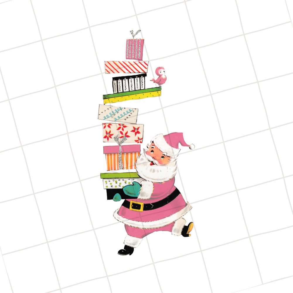 Digital Download Pink Santa Claus Christmas Vintage Greeting Card Clip Art Graphic Image #104 Sublimation PNG JPEG - 2.jpg