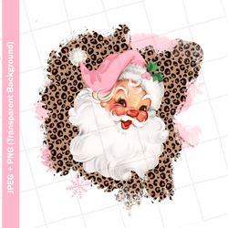 vintage clipart , leopard cheetah, pink santa claus, greeting card, graphic image, sublimation, png jpeg