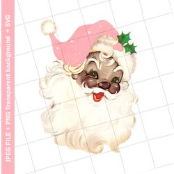 vintage digital clipart , pink santa claus african american christmas vintage greeting card clip art graphic image subli